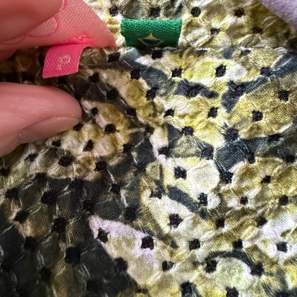 Farm foliage Printed Short Sleeve Robe Dress with Belt - Black & green jacket - Picture 5 of 6